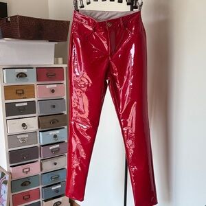Shiny Red Patent Leather Pants 29” inseam